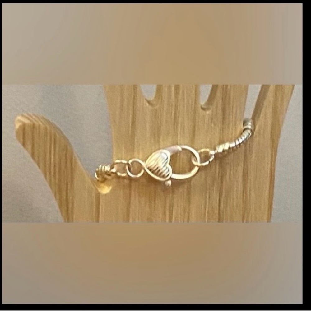 NEW #6 Silver plated HEART snake chain bracelet